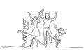 Happy family mother father dancing with children