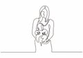 Continuous one line drawing of Happy mother and baby. Woman after baby's born silhouette picture of mom. Vector illustration Royalty Free Stock Photo