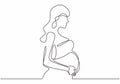 Continuous one line drawing of Happy pregnant woman, silhouette picture of mother. Vector illustration simplicity design Royalty Free Stock Photo