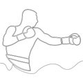 Continuous one line drawing boxer vector concept