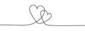 one line art. hearts vector illustration love valentine day. Editable stroke Royalty Free Stock Photo