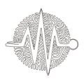 Continuous one line drawing Heartbeat icon. Heart beat monitor pulse. Heartbeat lone, cardiogram. Healthcare, medical app. Swirl Royalty Free Stock Photo