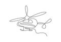 Continuous one line drawing of helicopter. Vector minimalism isolated on white background