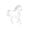 Continuous one line drawing. Horse logo. Black and white vector illustration. Concept for logo, card, banner, poster