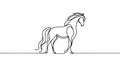 Continuous one line drawing. Horse logo. Black and white vector illustration. Royalty Free Stock Photo