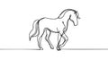 Continuous one line drawing. Horse logo. Black and white vector illustration. Royalty Free Stock Photo