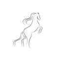 One line horse design silhouette.Hand drawn minimalism style vector illustration