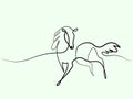 Continuous one line drawing. Horse logo