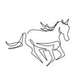 Continuous one line drawing. Horse logo. Elegance pony horse mammal animal. Isolated running horse on black and white vector Royalty Free Stock Photo