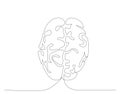 Continuous one line drawing of Human brain. Genius idea and psychology concept in simple linear style. Royalty Free Stock Photo