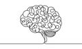 Continuous one line drawing of human brain. Hand drawn minimalism style. brain line art vector illustration Royalty Free Stock Photo