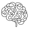 Continuous one line drawing of human brain. Hand drawn minimalism style. brain line art vector illustration Royalty Free Stock Photo