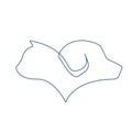 Continuous one line drawing infinite loop style graphic. Vector thin line icon illustration of the head of a dog and cat together