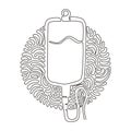 Continuous one line drawing infuse icon. Blood bag. IV bag icon. Illustration of catheter. Medicine and health symbol. Contour Royalty Free Stock Photo