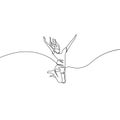 Continuous one line drawing jumping girl vector