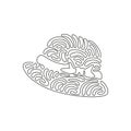 Continuous one line drawing ladies hat vintage. Pretty straw hat with ribbon. Sketch women hats. Retro fashion Royalty Free Stock Photo