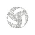Continuous one line drawing leather volleyball icon or logo. Volleyball ball sports activity play competition tournament. Swirl