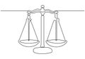 Continuous one line drawing of libra. Vector law business symbol of weight balance