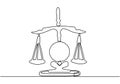 Continuous one line drawing of libra. Vector law business symbol of weight balance Royalty Free Stock Photo