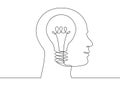 Continuous line drawing light bulb symbol idea. Royalty Free Stock Photo