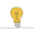 Continuous one line drawing light bulb symbol idea and creativity isolated on white background minimalism design Royalty Free Stock Photo