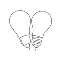 Continuous one line drawing light bulb symbol idea and creativity isolated on white background minimalism design eps 27