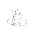 Continuous one line drawing of little baby angel Personalized Angel Baby Line Art