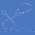 Continuous one line drawing logo stethoscope