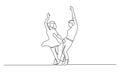 Couple woman and man dancing Continuous line