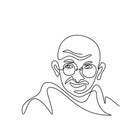 Continuous one line drawing of Mahatma Gandhi. An Indian lawyer anti-colonial nationalist and political ethicist. The leader of