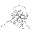 Continuous one line drawing of Mahatma Gandhi. An Indian lawyer anti-colonial nationalist and political ethicist. The leader of