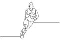 Continuous one line drawing of a man playing basketball. Game player holding the ball to make a shot. Vector sport theme Royalty Free Stock Photo