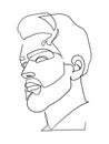 Continuous one line drawing of man portrait. Fashionable men\'s style. - Vector illustration