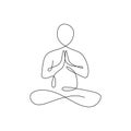 Continuous one line drawing. Man sitting cross legged meditating. continuous line drawing of women fitness yoga concept vector Royalty Free Stock Photo