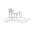 Continuous one line drawing Modern house logo Royalty Free Stock Photo