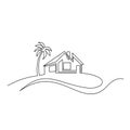 Continuous one line drawing Modern house logo Royalty Free Stock Photo