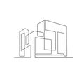 Continuous one line drawing Modern house logo Royalty Free Stock Photo