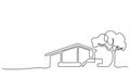 Continuous one line drawing Modern house logo Royalty Free Stock Photo