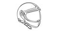 Continuous one line drawing motor racing helmet with closed glass visor. Royalty Free Stock Photo