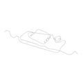 Continuous one line drawing mousetrap. Vector stock illustration.