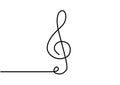 Continuous one line drawing of music note with g key symbol minimalism