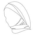 Continuous one line drawing of muslim woman. Hijab scarf portrait hand drawn sketch. Vector illustration. Royalty Free Stock Photo