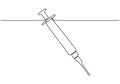 Continuous one line drawing of needle with syringe vector. Medical equipment and tools theme design isolated on white background Royalty Free Stock Photo