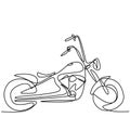 Continuous one line drawing of old classic vintage motorcycle. Cool retro motorbike isolated on white background. Antique Royalty Free Stock Photo