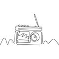 Continuous one line drawing of old radio retro design. Vector illustration vintage theme