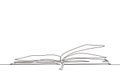 Continuous one line drawing open book with flying pages. Vector illustration education supplies back to school theme