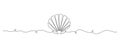 Continuous one line drawing of open oyster shell. Seashell symbol and banner of beauty spa and wellness salon in simple