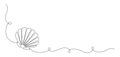 Continuous one line drawing of open oyster shell. Seashell symbol and banner of beauty spa and wellness salon in simple