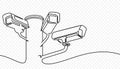 Continuous one line drawing of outdoor security system vector design. Line illustration on the theme of CCTV, security camera