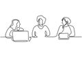 Continuous one line drawing of people meeting for business. Client and marketing agency talking concept. Minimalism design vector Royalty Free Stock Photo